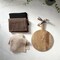 Hello Honey Mango Wood Cheese Board and 3-Piece Stonewashed Cotton Tea Towel Set